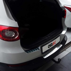 Volkswagen Tiguan Bumper Sill Cover - Rear - Omac - Brushed Silver - '09-'17 Volkswagen Tiguan Bumper Sill Cover - Rear - Omac - Brushed Silver - '09-'17